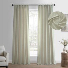 HPD Half Price Drapes Basic Faux Linen Curtains 50W x 84L Pack of 2 , Greige