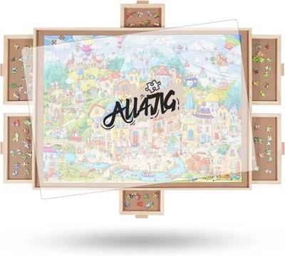 ALL4JIG 1500-Piece Rotating Jigsaw Puzzle with 6 Drawers and Lid