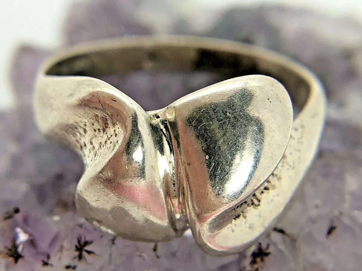 STG Vintage Sterling Silver Modernist Folded Ring Size 6