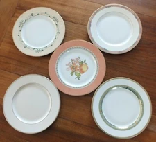 5 Limoges Dessert Plates by Rémy Létang, Degrenne and Médard de Noblat