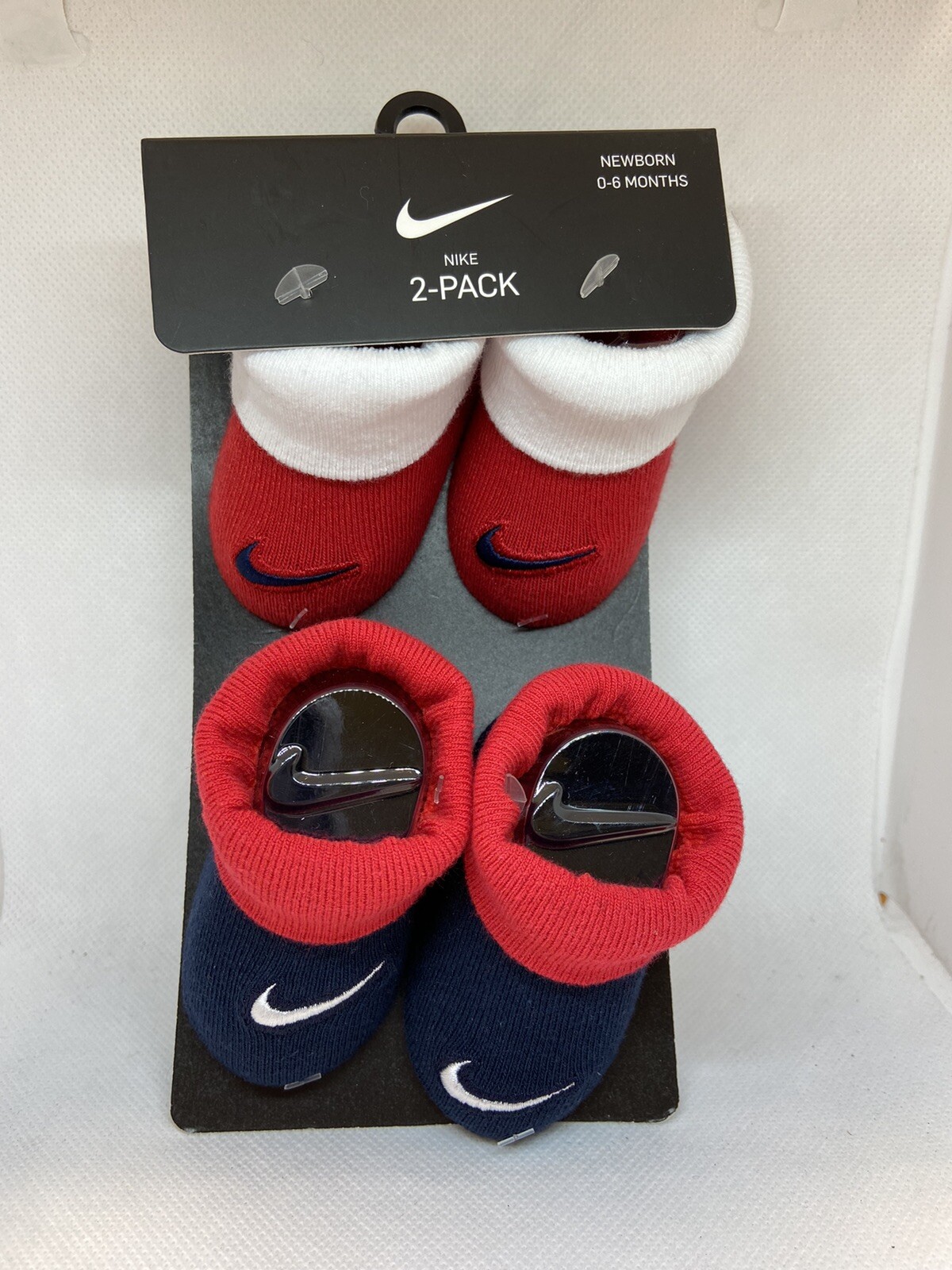 Nike Infant Newborn Baby Booties 0-6 Months 2 Pack Red and Navy Swoosh NEW  | eBay