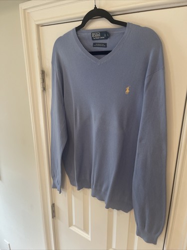 Polo by Ralph Lauren babyblauer Langarmpullover mit V-Ausschnitt - Größe L - Bild 3 von 12