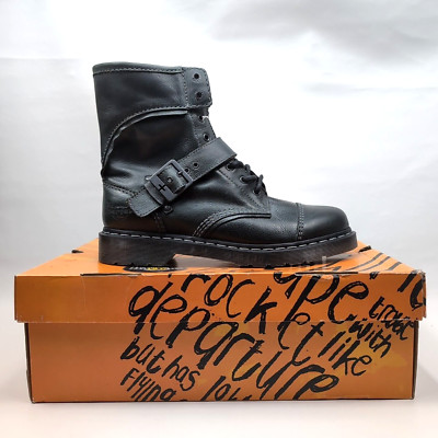 Dr Doc Martens Men's Triumph 1460 Moto Buckle Boot Sz 11 Black