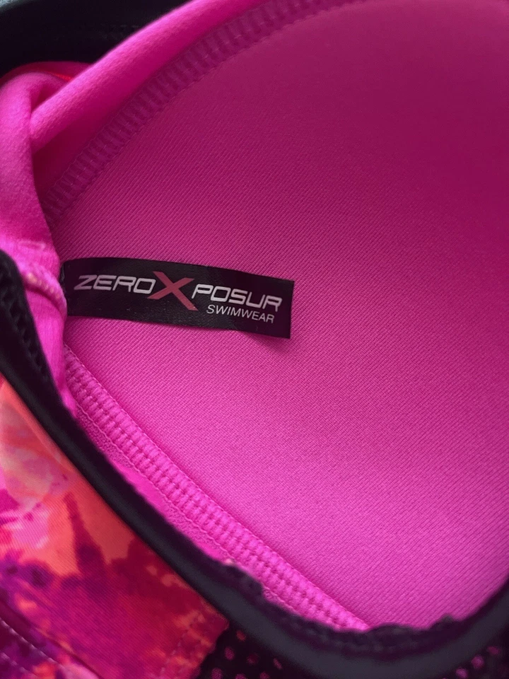 Maiô ZeroXposur Tankini TOP Tie Knot M rosa fúcsia biquíni regata em camadas FLAW - Imagem 4 de 4