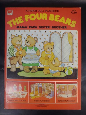 Vintage 1981 The Four Bears Paper Dolls Playbook Whitman Uncut NOS s-1K 