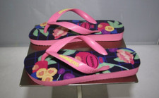 Havaianas Floral Cyber Pink Slip On Flip Flops Thong Sandals Girls Youth Sz 2Y