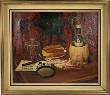 Ölbild Stillleben Paris Art-Deco unleserlich signiert Frankreich beschädigt 