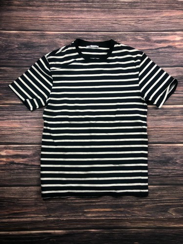 White Striped Crewneck Short Sleeve Tee 