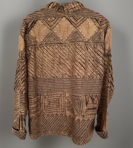 Chicos Womens Long Sleeve Button Up Blazer Brown Geometric Textured Sz Medium/8* - Picture 4 of 18