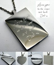 Handwriting Custom Engraved Cremation Ashes Necklace Urn Pendant Personalised 