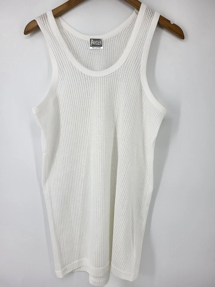 Mens Payden Premium 100% Cotton Mesh Fishnet String Summer Airtex Vest V Neck - Image 2 of 4