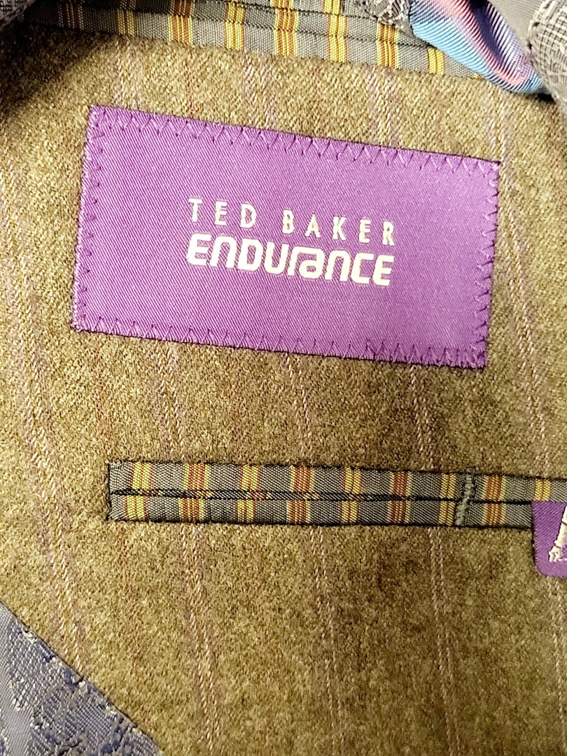 Mens TED BAKER 2 Piece Suit Wool Grey Pin Stripe Size UK Medium CG