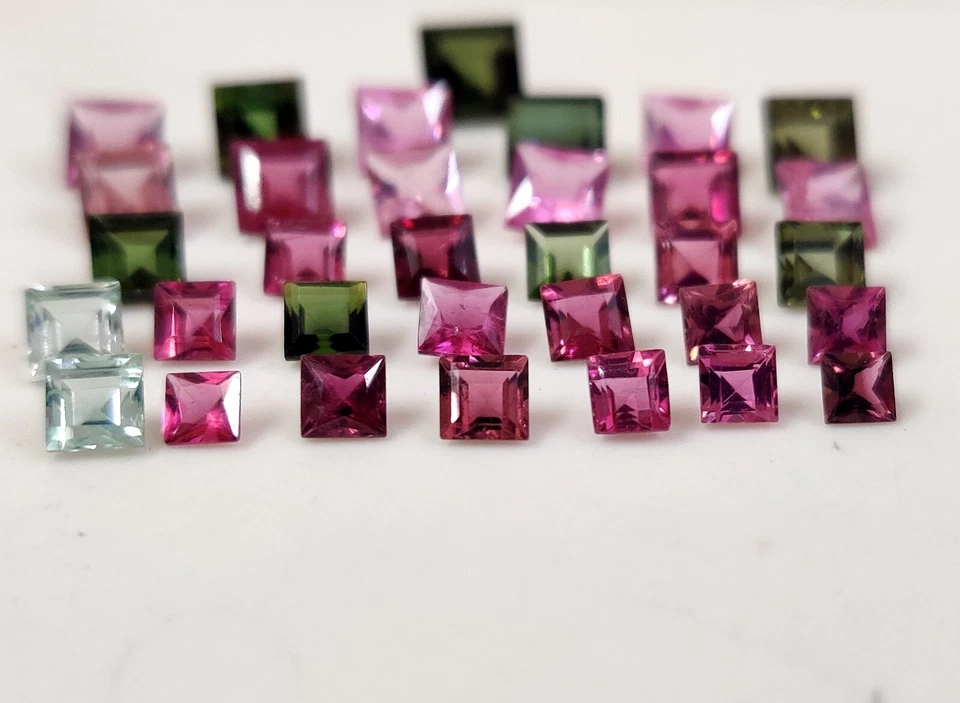 Multi Color Tourmaline 33 Pc Square Cut 3-6mm Lot for Jewelry Making 16.9 Ct. - Image 2 of 4