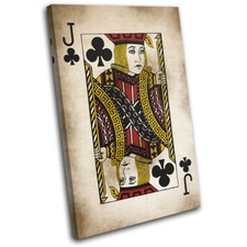 Jack of Clubs Shabby Chic Vintage SINGLE CANVAS WALL ART Picture Print