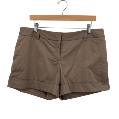 Express Mom Shorts Womens Size 12 Brown Cuffed Mid Rise Outdoor Casual Zip Fly