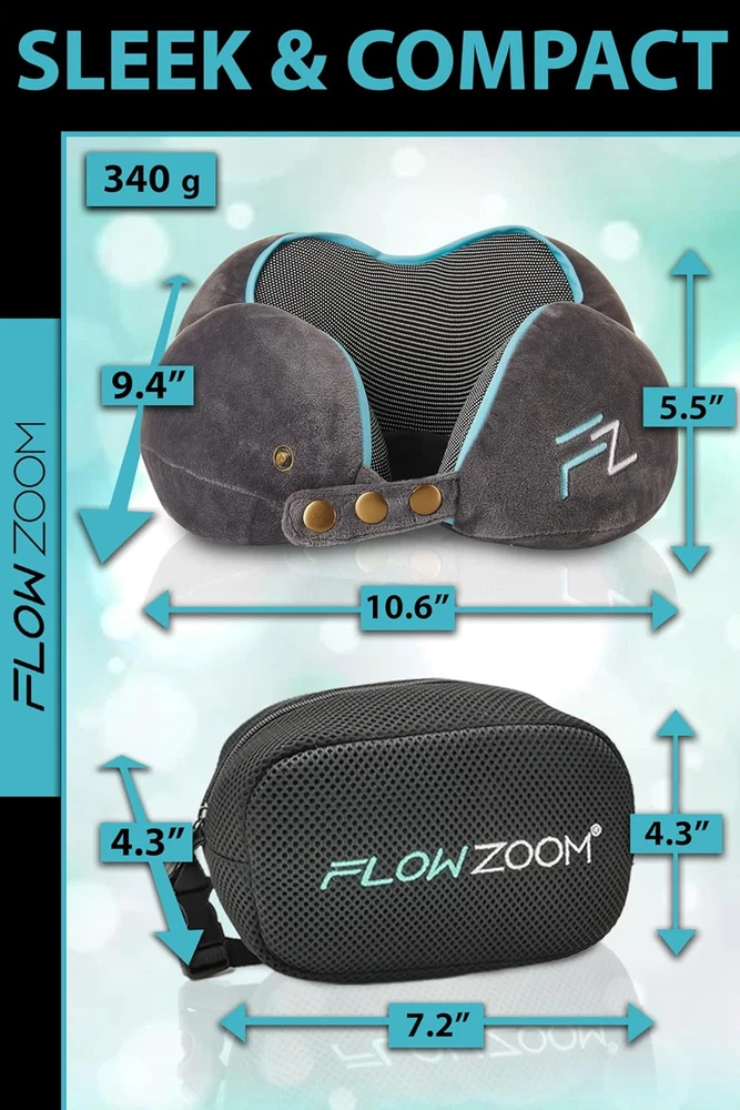 Memory Foam Travel Neck Pillow for Long Flights & Airplane Comfort