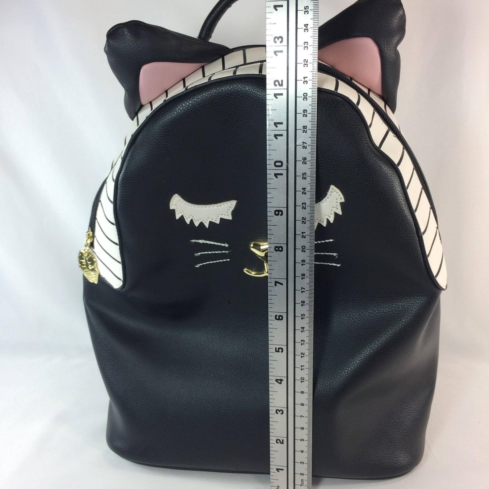 Betsey Johnson Backpack Cat Kitty Face Black Pink ear… Gem