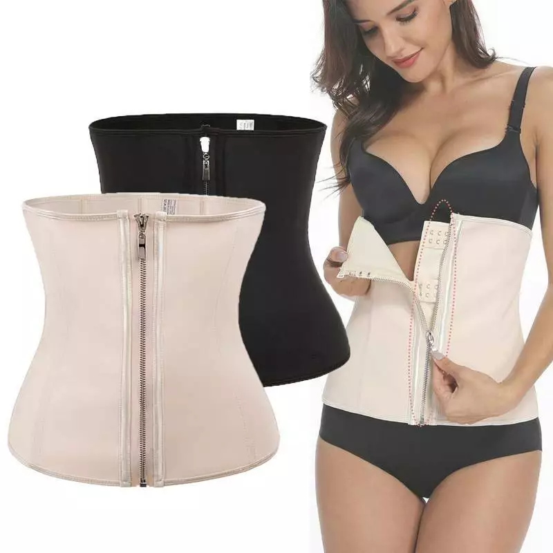 Women's LATEX Waist Trainer Cincher Zipper Corset Body Shaper