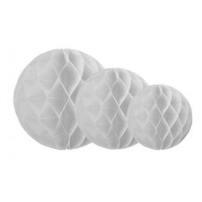 3 FESTONI DECORAZIONE CARTA BIANCO 20-30-40 CM FESTONE COMPLEANNO  GLOBO