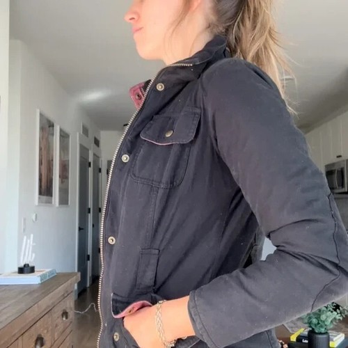 Barbour Jacket Women Waterproof and Breathable USA Size 4 Black Cotton Black - Picture 3 of 13