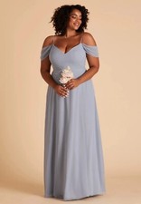 NWT Birdy Grey Devin Chiffon Convertible Bridesmaid Dress Dusty Blue Large