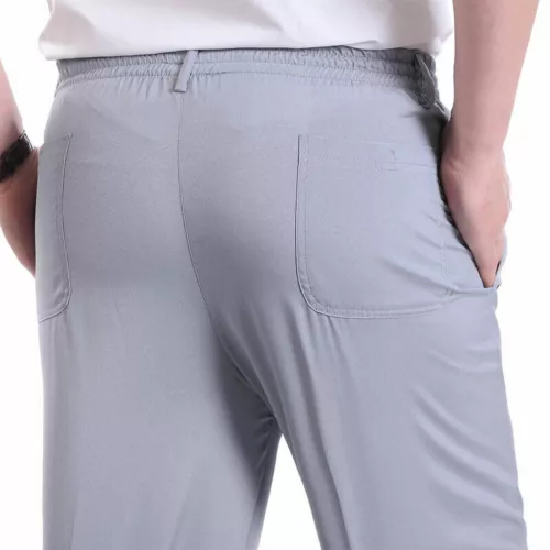 Hombres Pantalones Pantalones Pierna Recta Cintura Elástica Negocios Formales Sueltos Verano Negro - Imagen 13 de 19