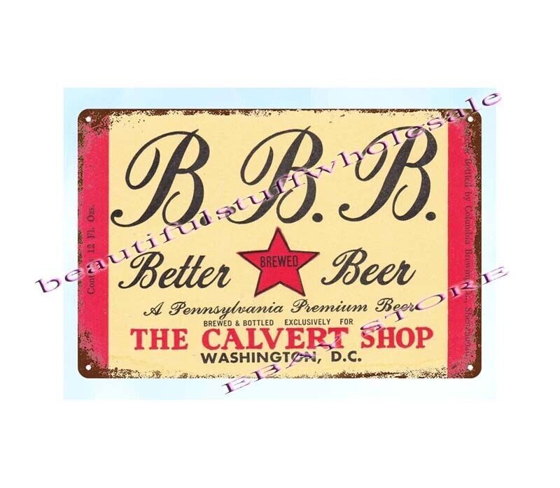 1950s B B B Better Brewed Beer Columbia Brewing Co Shenandoah PA metal tin sign