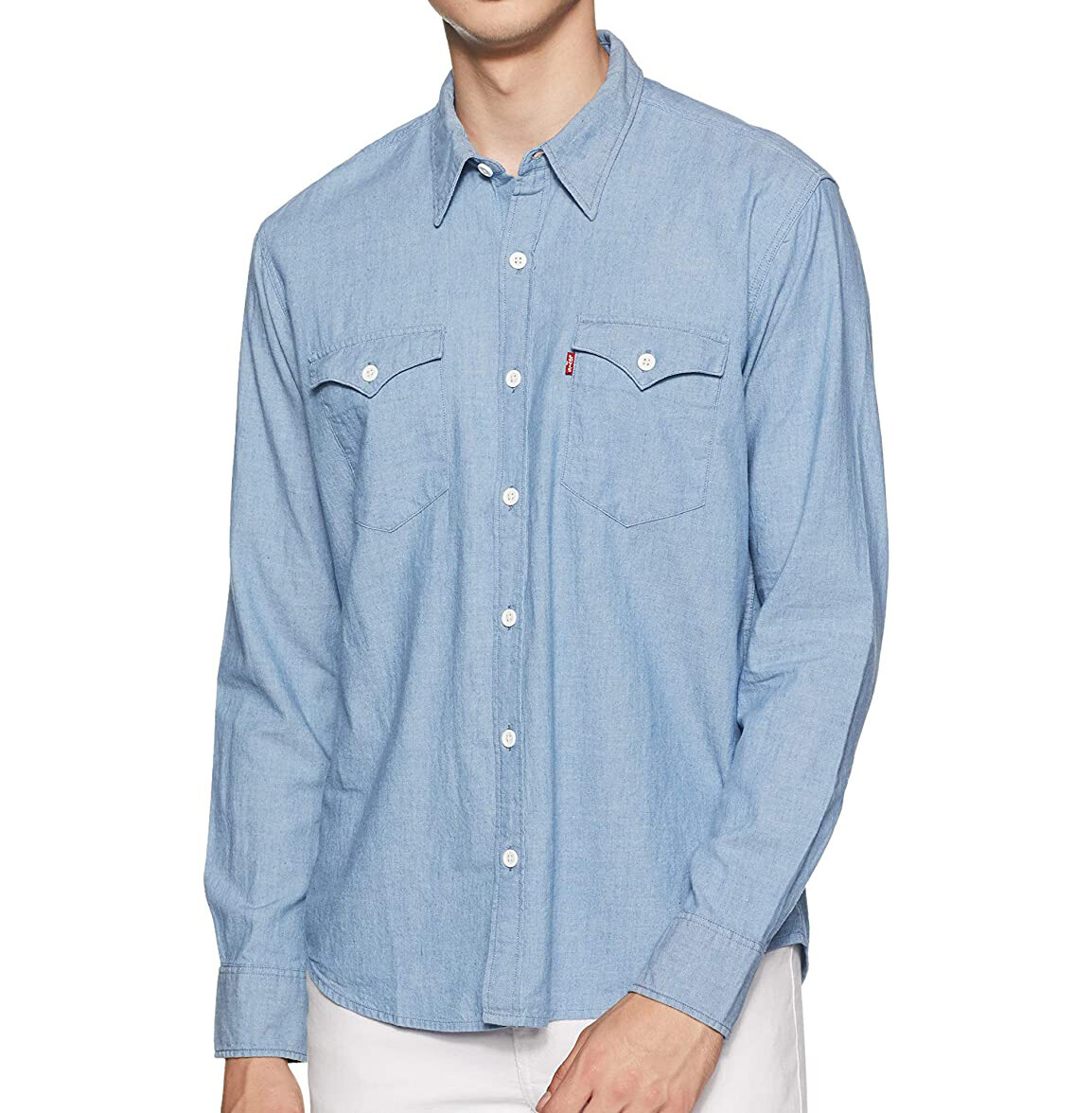Levi's Men's Classic Western Long Sleeve Button-Up Shirt - Blue Barstow 574060009