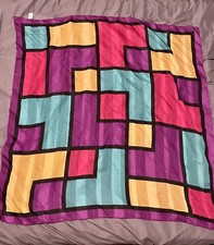 VTG Scarf Geometric Square Purple Pink Green Italy 30  
