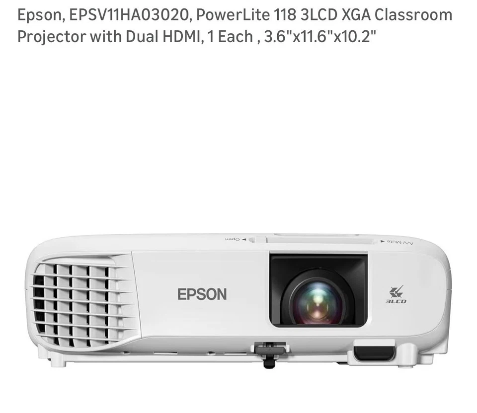 Epson V11HA03020 POWERLITE 118 PROJECTOR- NEW UNOPENED - Image 2 of 4