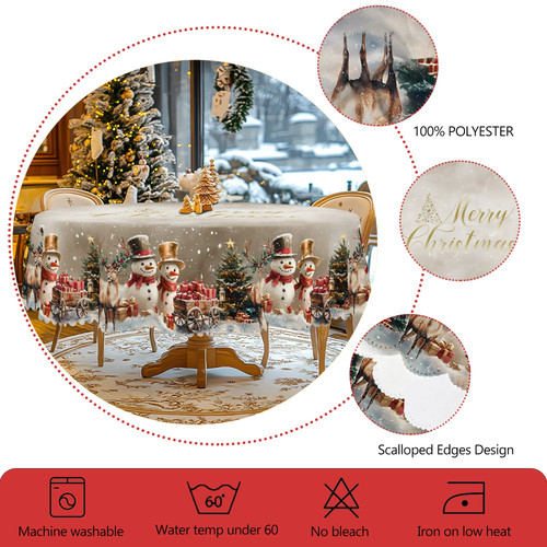 1 Pezzo Tovaglia Natalizia,Retro Pupazzo di Neve Cervo Regalo Stampato Copritavolo Decorazione - Foto 6 di 8