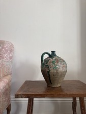 Brocca acqua A Sud Francia XIX secolo terracotta e smalto verde 34 cm
