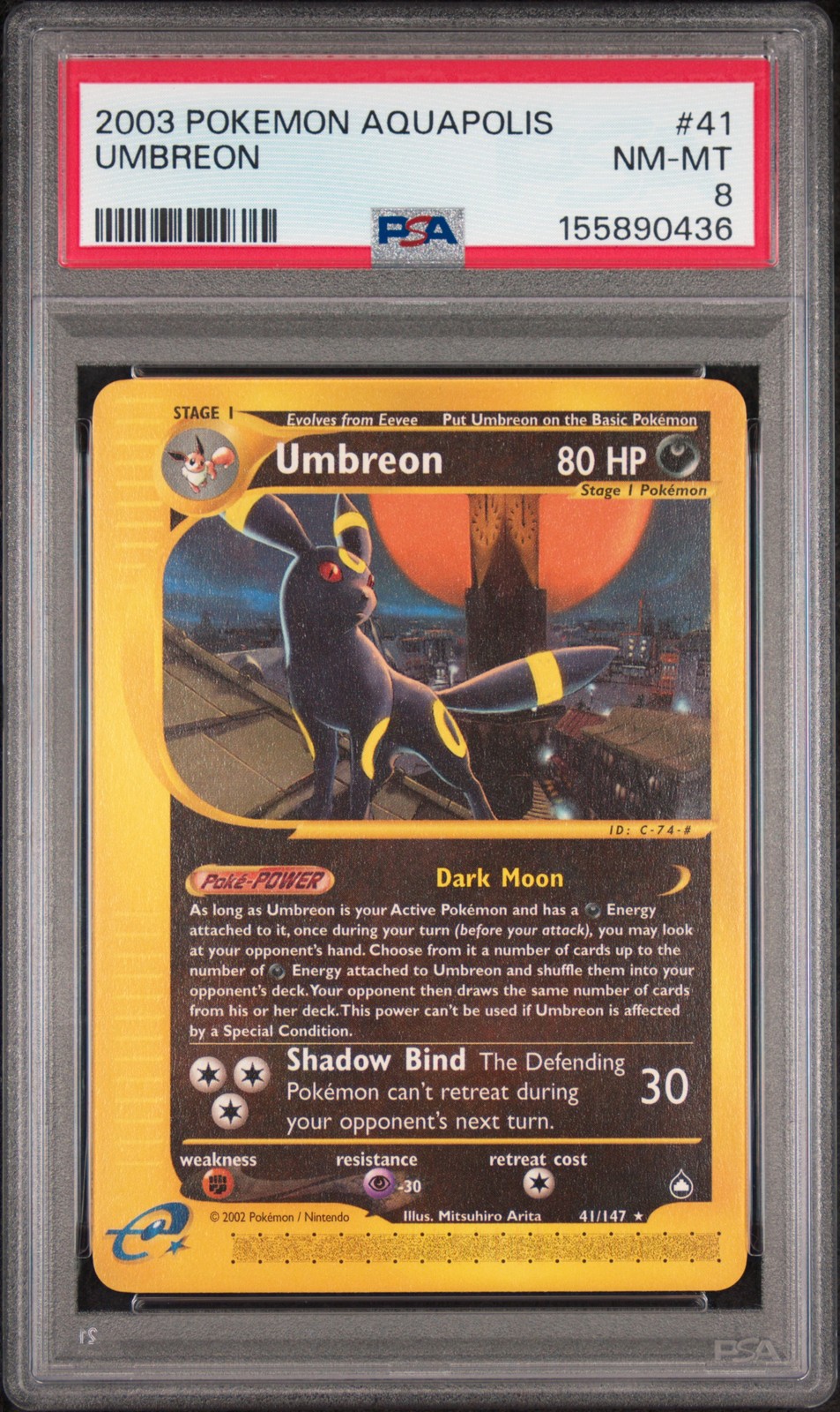 2003 POKEMON AQUAPOLIS #41 UMBREON PSA 8