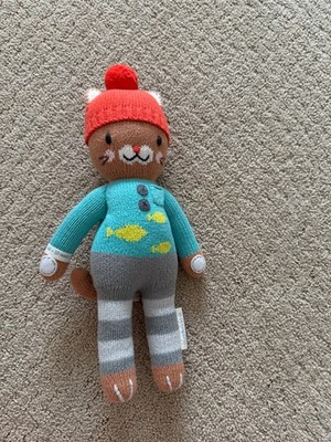 Cuddle + Kind Maximus the Cat Plush Doll Little 14'' Knit Handmade Peru B43