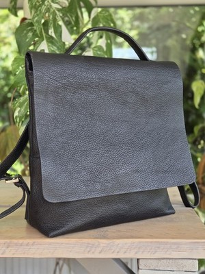 John Lewis Rucksack Tasche schwarz Leder groß