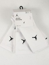 NWT Nike Jordan Everyday Crew 3 Pack Socks DX9632-100 Dri-Fit White SZ L 8-12