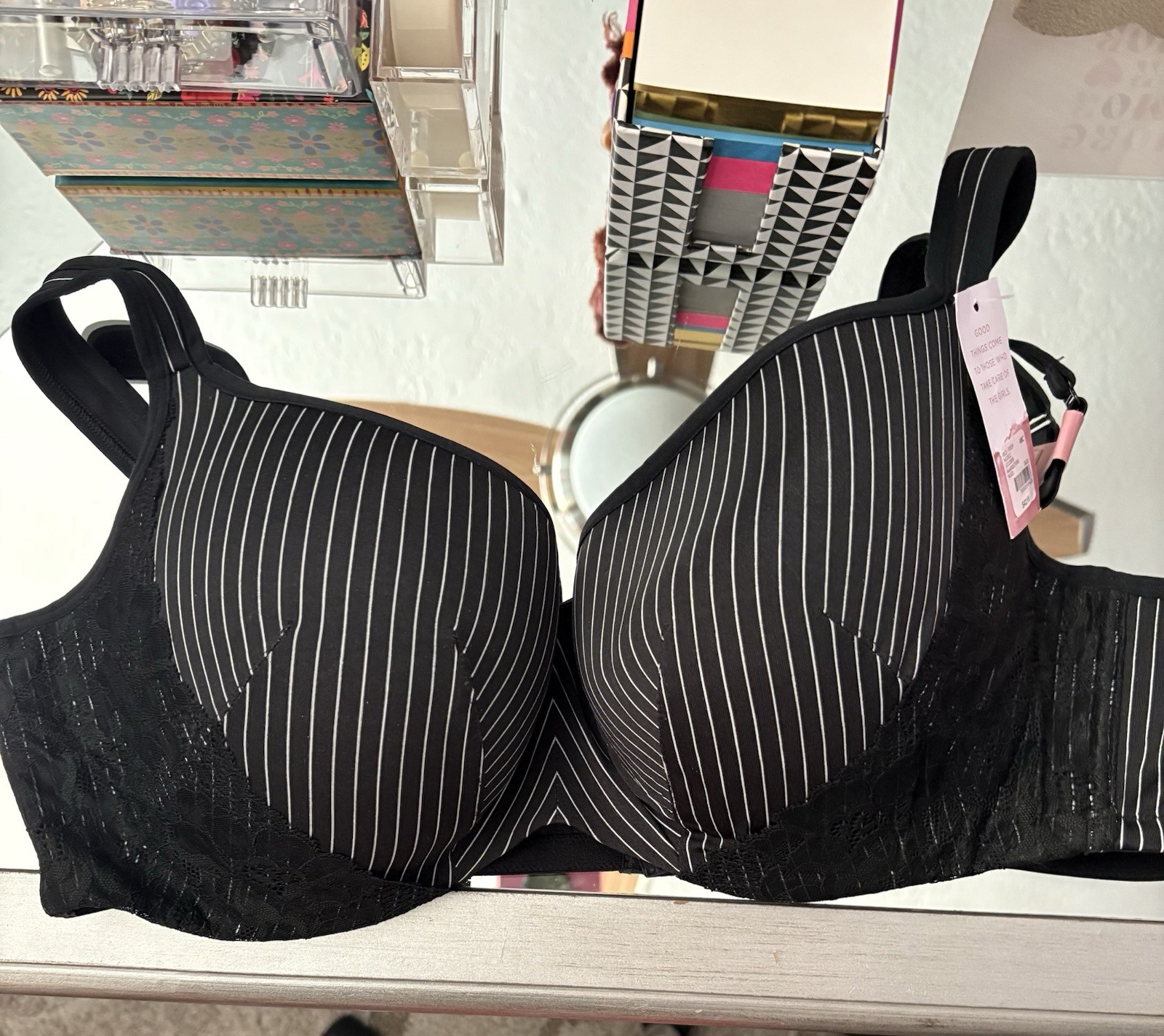 Cacique Balconette Underwire Support Lined Black Lane Bryant Bra size 48C