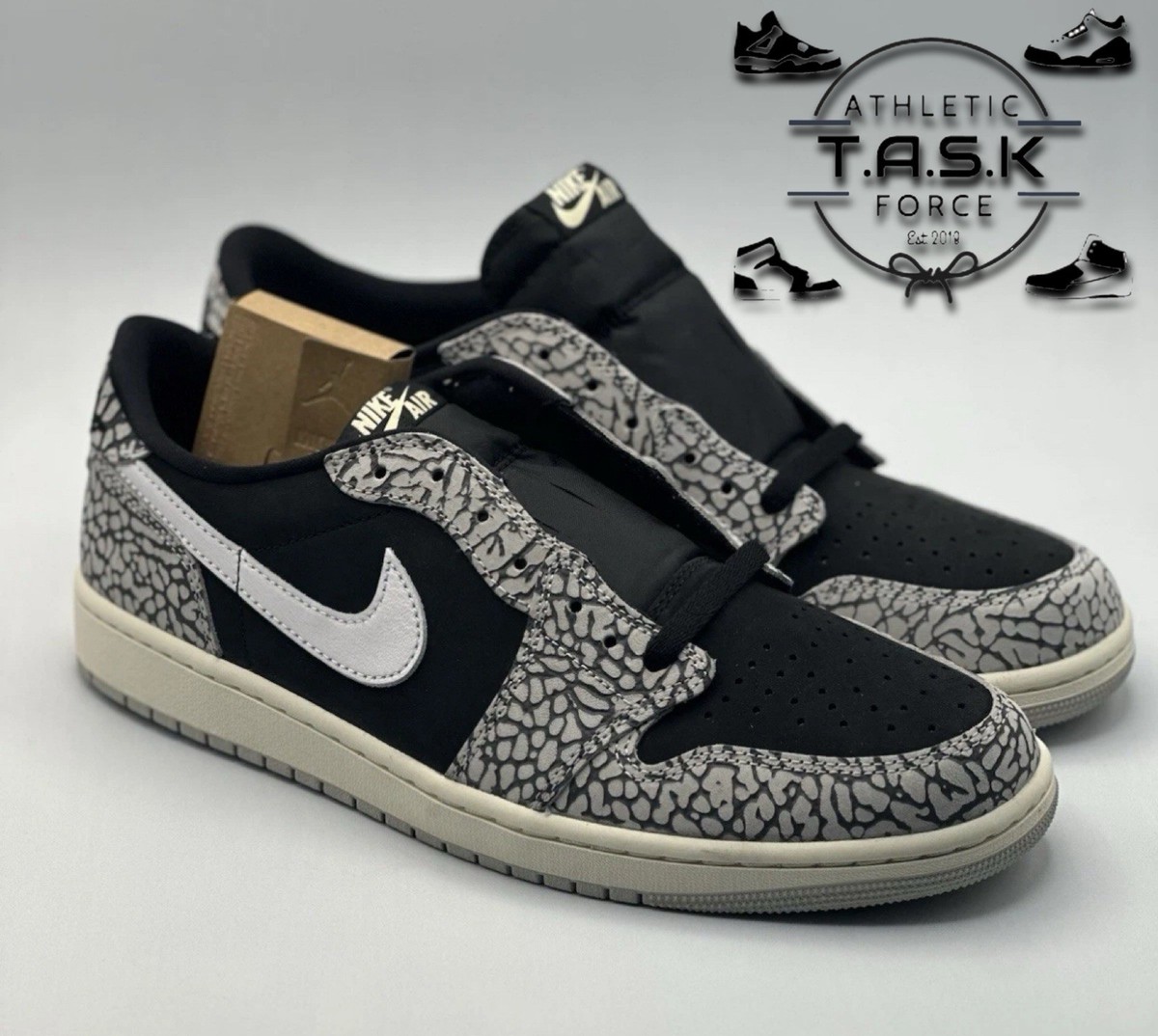 NEW Nike Air Jordan 1 Low Black Cement Grey CZ0790-001 Men's Size