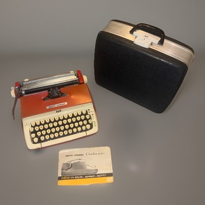 Vintage Rare Orange Smith Corona Portable Typewriter With Case