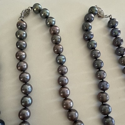 Lot 3 Freshwater Pearl Necklaces Peacock Blue Green 18  Strand Jewelry