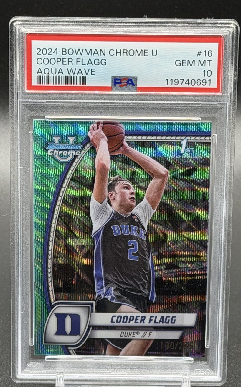 2024 Bowman Chrome U - Cooper Flagg #16 Aqua Wave Refractor /299 PSA 10