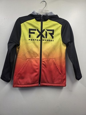 FXR Performance Fleece Full Zip Hoodie Graphic Print Pockets M/L Black unisex