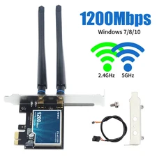 Dual-Band AC1200 PCIe WiFi Card 802.11ac Bluetooth 4.0 Desktop Wireless Adapter