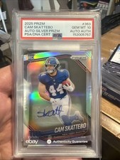 2025 Panini Prizm Cam Skattebo Silver Auto #363 PSA 10 Gem Mint