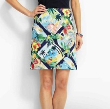 Talbots Tropical A-Line Skirt Size 2 Beach Destinations Graphic Coastal Paradise
