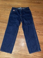 ECKO UNLTD Baggy Classic Carpenter Jeans Mens Blue Wide Leg Y2K distressed 38x35