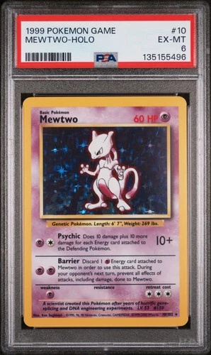 1999 POKEMON BASE SET UNLIMITED #10 MEWTWO-HOLO PSA 6