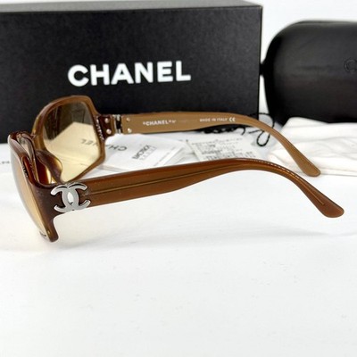 CHANEL sunglasses coco case brown ベッコウ CHANEL Brown Sunglasses Tortoiseshell Coco Mark 5102 Square