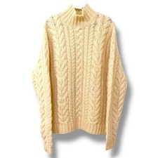 Polo Ralph Lauren Hand Knit Wool Cable Knit Sweater 90s Vintage Large Authentic
