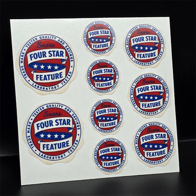 SEARS FOUR STAR FEATURE assorted DECALS, Vintage Style Vinyl Stickers, Craftsman
